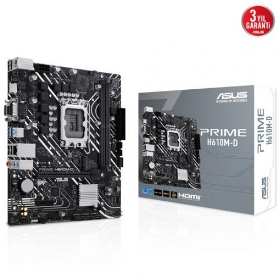 Asus PRIME H610M-D DDR5 Intel 1700p 5600 HDMI VGA M2 USB3.2 COM mATX