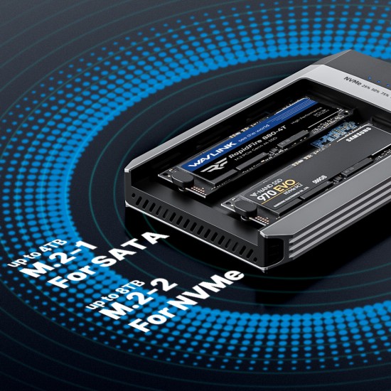 Çevrimdışı Klonlama ile Çift M.2 SSD Muhafazası Maksimum. 10 Gbps Veri İletimi