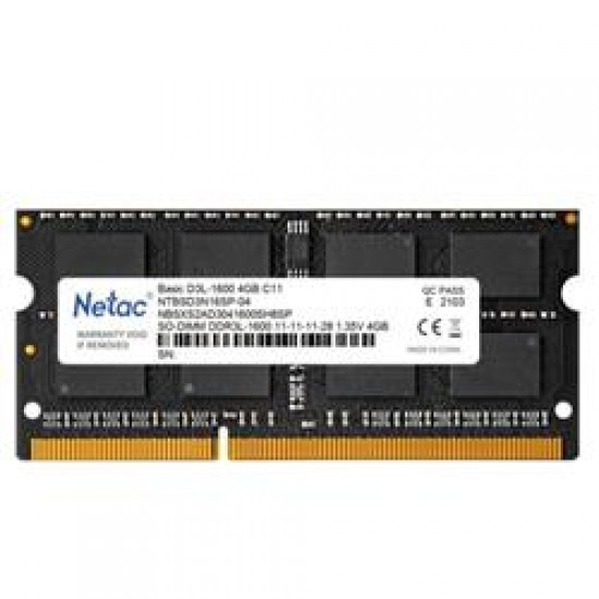 Netac Basic NTB 4GB 1600MHz DDR3L NTBSD3N16SP-04 Voltage: 1.35V , CL11