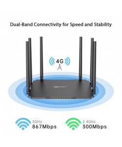 AC1200 Dual-Band 4G LTE WiFi Router Full Gigabit / Wave2 / MU-MIMO / 4G LTE / Mesh Router