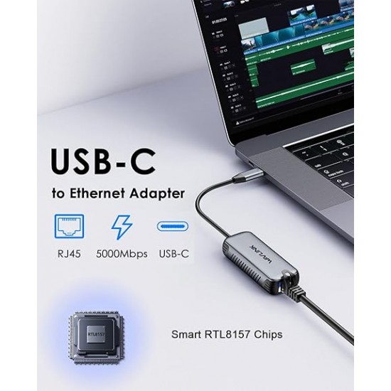 USB C - Ethernet Adaptörü 5 Gbps Gigabit Ethernet Ağ Adaptörü USB C - Ethernet Adaptörü